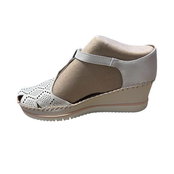 Pikolinos Women's Leather Perforated Wedge Sandals Aguadulce in Nata Size EU 42 - Picture 5 of 10